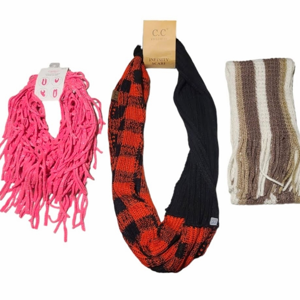 Ladies Infinity Scarves (2) & Crocheted Scarf